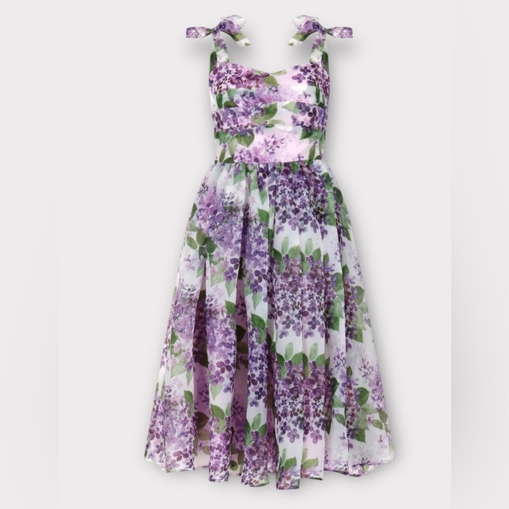 JessaKae Nellie Midi Floral Purple and Green Dress